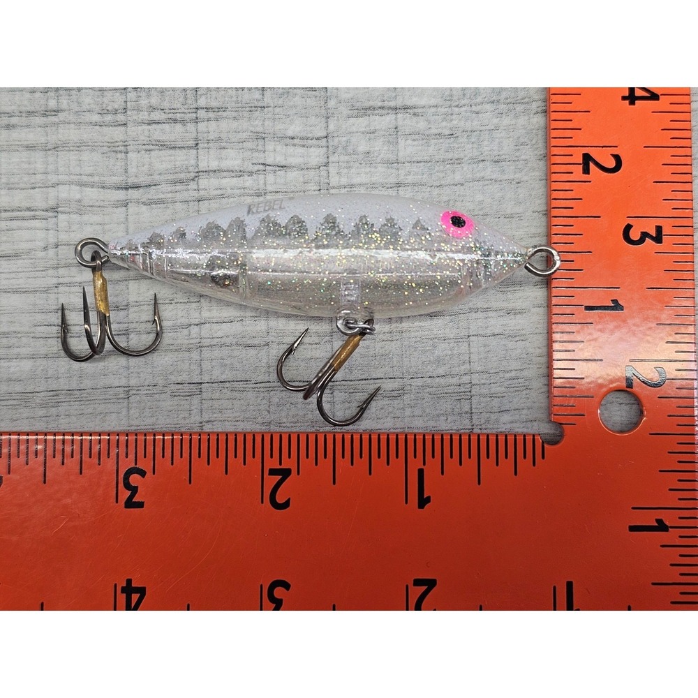 Vintage Rebel Top-R Topwater Walking Bait Lure Clear Metallic Flake Sparkle
